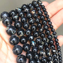 Natürliche schwarze Achate Onyx Steinperlen glatte runde lose Zwischenperlen für die Schmuckherstellung DIY Armbänder 15'' 4/6/8/10/12/14mm