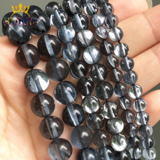 Cuentas de piedra de ónix de ágatas negras naturales, cuentas espaciadoras sueltas redondas lisas para fabricación de joyería, pulseras DIY de 15 ''4/6/8/10/12/14mm