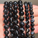 Natürliche schwarze Achate Onyx Steinperlen glatte runde lose Zwischenperlen für die Schmuckherstellung DIY Armbänder 15'' 4/6/8/10/12/14mm