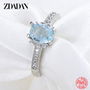 ZDADAN 925 Sterling Silber Charm Aquamarin Ring für Frauen Mode Hochzeit Schmuck Verlobungsfeier Geschenk