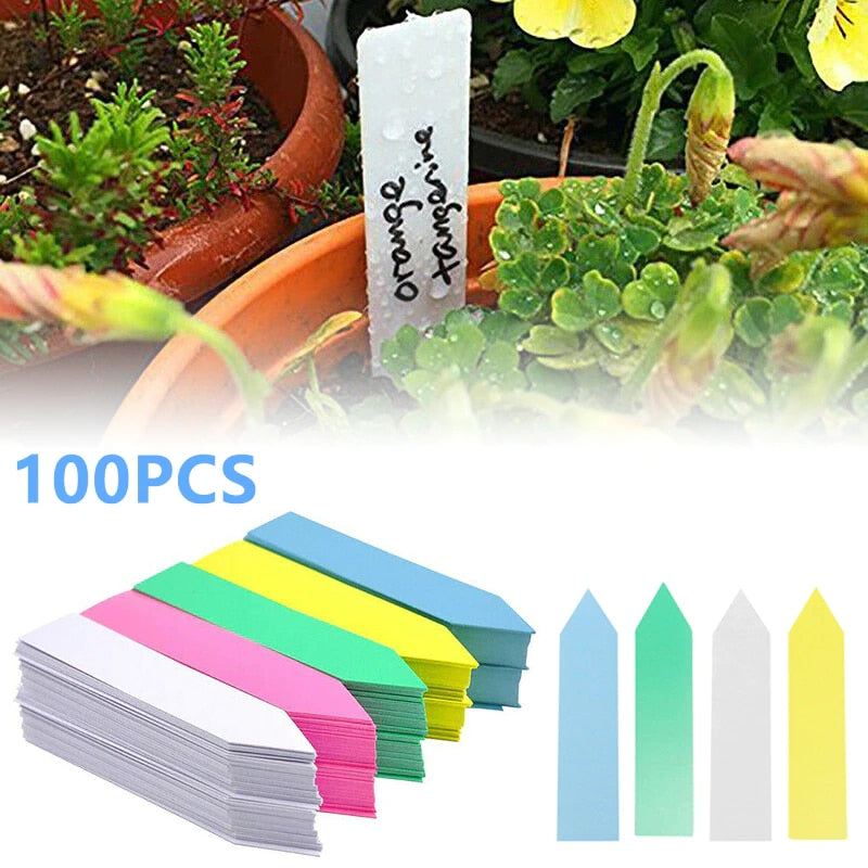 100Pcs Garden Plant Labels Plastic Plant Tags Nursery Markers Flower Pots Seedling Labels Tray Mark DIY Garden Decoration Tools