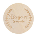 Bopoobo Baby Hölzerne Spanisch Französische Meilensteinkarte Gravierte Hölzerne Hallo Welt Meilenstein Neugeborene Kinder Fotografie Requisiten Spielzeug