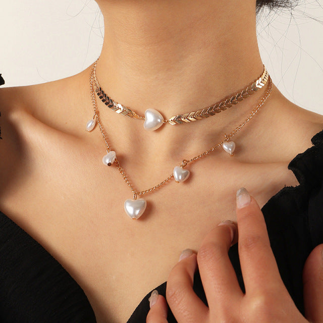Elegante große weiße Nachahmungsperlen Choker Halskette Schlüsselbeinkette Mode Halskette für Frauen Hochzeit Schmuck Kragen 2021 neu