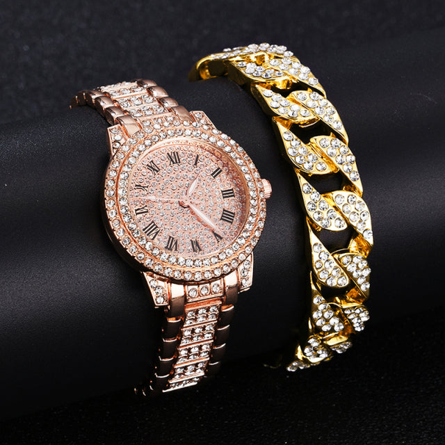 Diamond Women Watches Gold Watch Ladies Wrist Watches Luxury Brand Rhinestone Women&