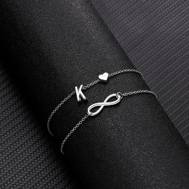 Summer New A-Z Letter Initial Anklets For Women Silver Color Heart Anklet Bracelet Leg Chain Fashion Beach Party Foot Jewelry