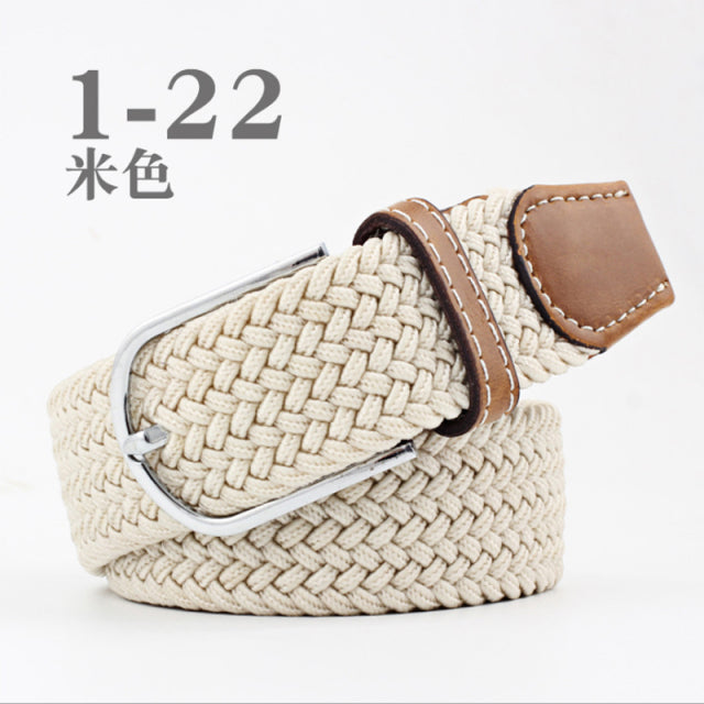 ZLD 60 Colors Female Casual Knitted Pin Buckle Men Belt Woven Canvas Elastic Expandable Braided Stretch Belts For Women Jeans