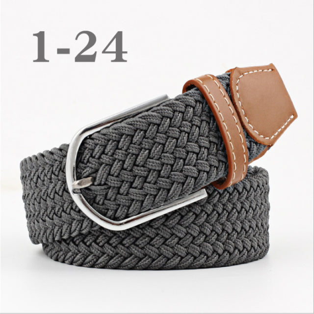 ZLD 60 Colors Female Casual Knitted Pin Buckle Men Belt Woven Canvas Elastic Expandable Braided Stretch Belts For Women Jeans