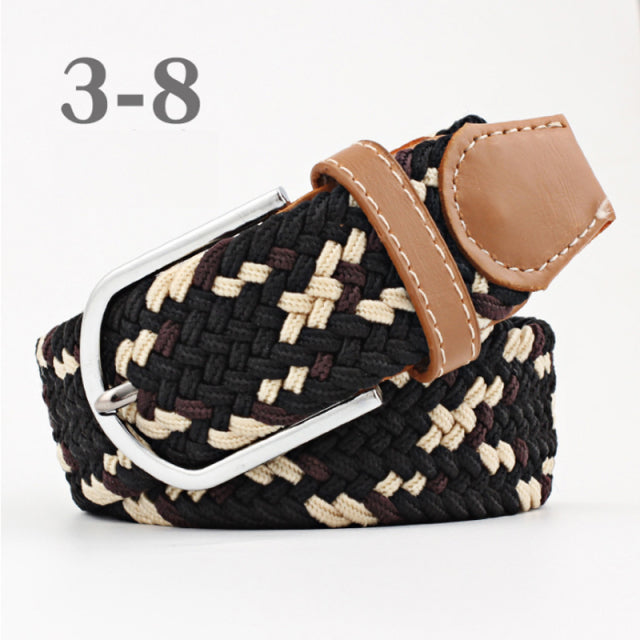 ZLD 60 Colors Female Casual Knitted Pin Buckle Men Belt Woven Canvas Elastic Expandable Braided Stretch Belts For Women Jeans