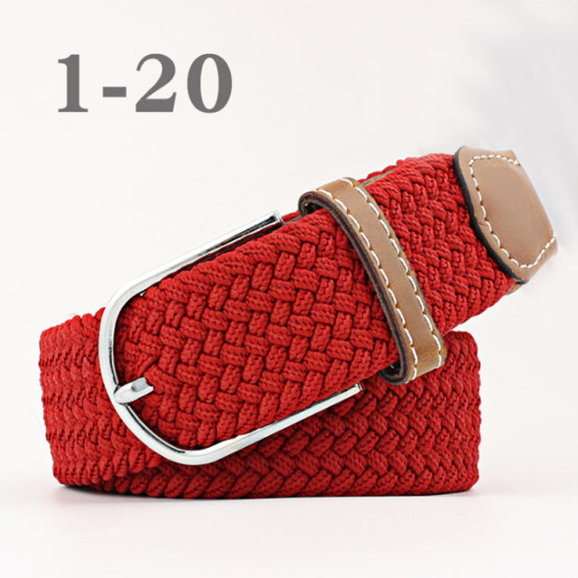 ZLD 60 Colors Female Casual Knitted Pin Buckle Men Belt Woven Canvas Elastic Expandable Braided Stretch Belts For Women Jeans
