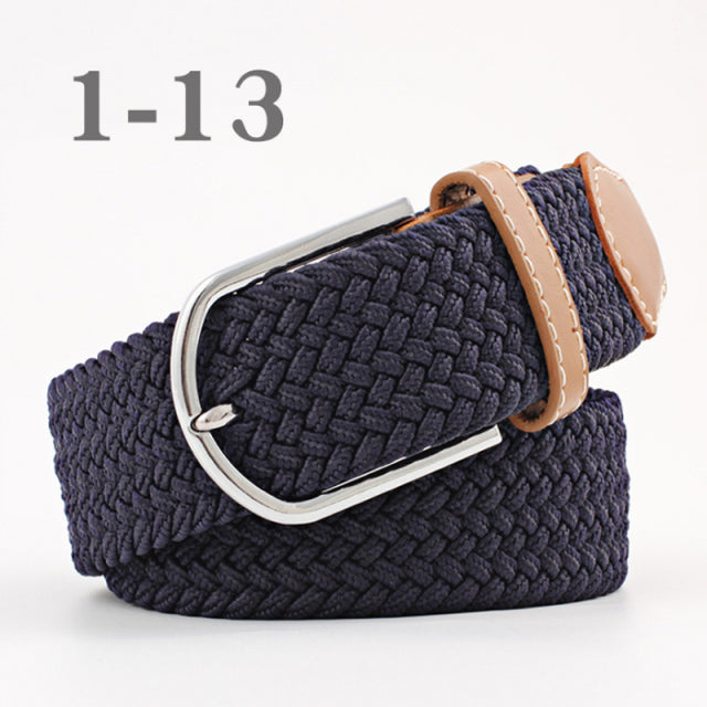 ZLD 60 Colors Female Casual Knitted Pin Buckle Men Belt Woven Canvas Elastic Expandable Braided Stretch Belts For Women Jeans