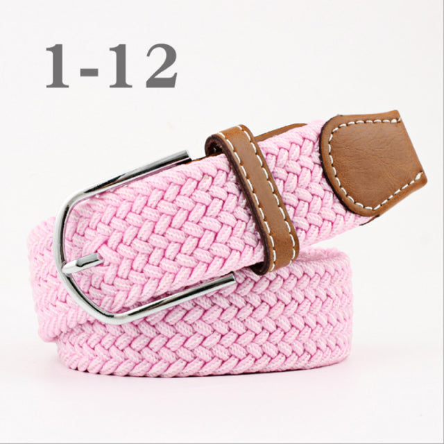 ZLD 60 Colors Female Casual Knitted Pin Buckle Men Belt Woven Canvas Elastic Expandable Braided Stretch Belts For Women Jeans