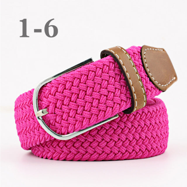 ZLD 60 Colors Female Casual Knitted Pin Buckle Men Belt Woven Canvas Elastic Expandable Braided Stretch Belts For Women Jeans