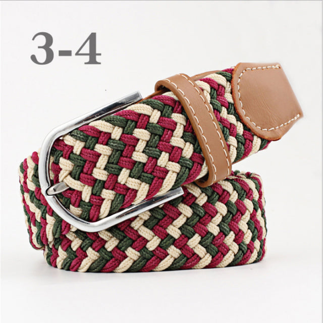 ZLD 60 Colors Female Casual Knitted Pin Buckle Men Belt Woven Canvas Elastic Expandable Braided Stretch Belts For Women Jeans