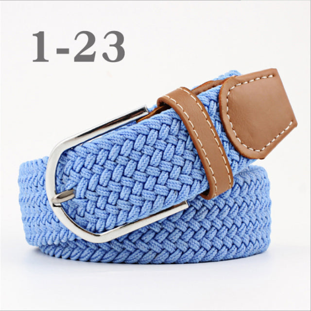 ZLD 60 Colors Female Casual Knitted Pin Buckle Men Belt Woven Canvas Elastic Expandable Braided Stretch Belts For Women Jeans