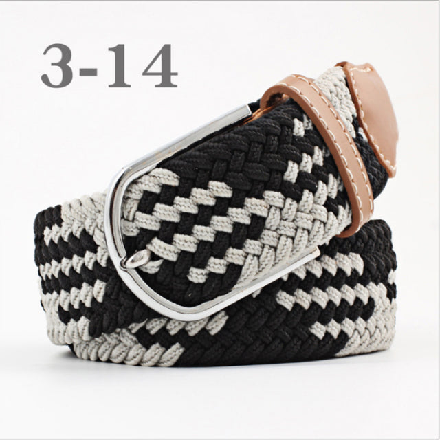 ZLD 60 Colors Female Casual Knitted Pin Buckle Men Belt Woven Canvas Elastic Expandable Braided Stretch Belts For Women Jeans