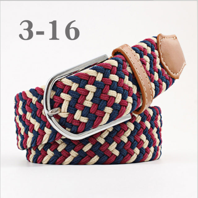 ZLD 60 Colors Female Casual Knitted Pin Buckle Men Belt Woven Canvas Elastic Expandable Braided Stretch Belts For Women Jeans