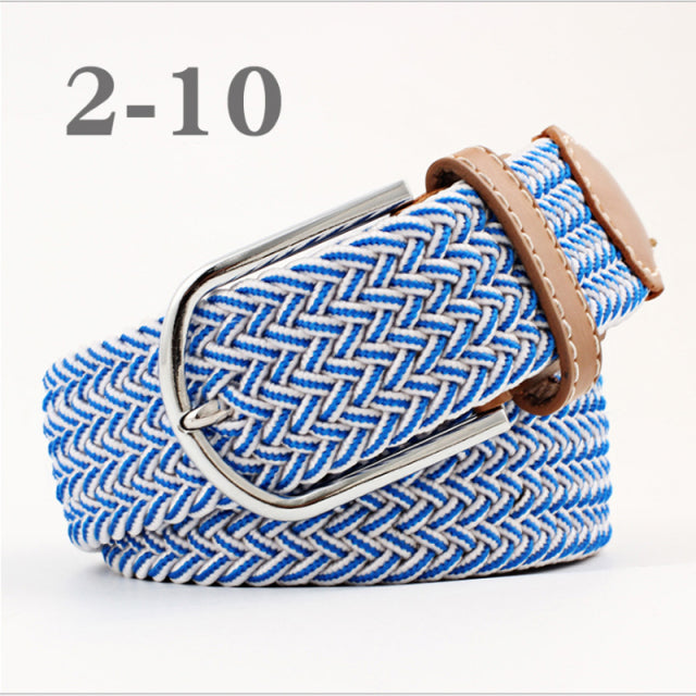 ZLD 60 Colors Female Casual Knitted Pin Buckle Men Belt Woven Canvas Elastic Expandable Braided Stretch Belts For Women Jeans