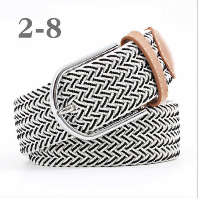 ZLD 60 Colors Female Casual Knitted Pin Buckle Men Belt Woven Canvas Elastic Expandable Braided Stretch Belts For Women Jeans