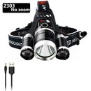 Potente faro de 3 led XM T6 con zoom, linterna de cabeza recargable, linterna impermeable, linterna de pesca, almacén ruso