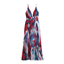 Damen Sling Floral Lange Kleider Ankunft Sommer Boho V-Ausschnitt Ärmellos Party Strand Floarl Print Maxikleid Lässiges Sommerkleid
