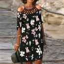 Mode Retro Druck Frauen Kleid Sexy V-Ausschnitt Kurzarm Lose Strand Homewear Kleid Sommer Lässig Bequem Weibliches Modell Kleid