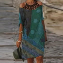 Mode Retro Druck Frauen Kleid Sexy V-Ausschnitt Kurzarm Lose Strand Homewear Kleid Sommer Lässig Bequem Weibliches Modell Kleid