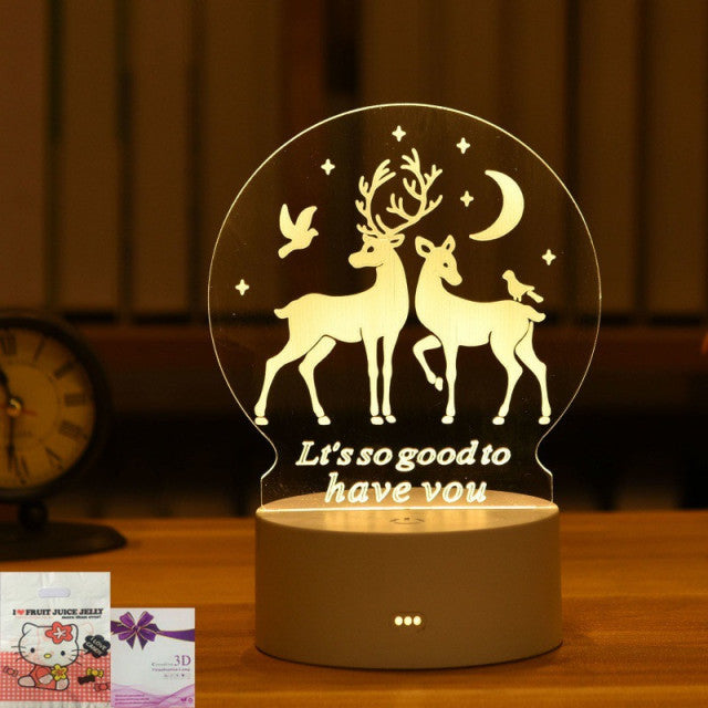 3D Lampe Acryl USB LED Nachtlichter Leuchtreklame Lampe Weihnachten Weihnachtsschmuck für Zuhause Schlafzimmer Geburtstagsdeko Hochzeitsgeschenke