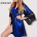 Plus Size Fashion Sexy Spitze Satin Nachtwäsche Damen Damen Nachtkleid Dessous Nachthemden V-Ausschnitt Nachthemd Lace Up Loses Nachthemd