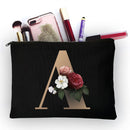 Bolsa de maquillaje para niña, diseño de letras doradas, bolsa organizadora clásica, bolsas para viaje, bolsa de cosméticos para mujer