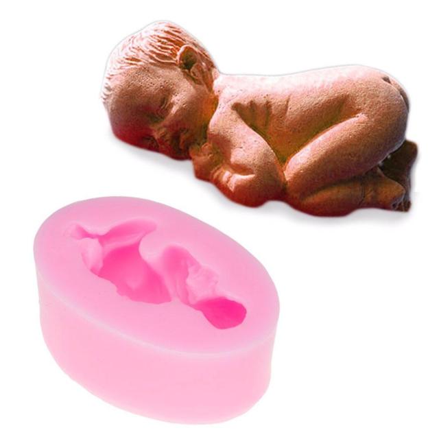 3D-Baby-Silikonform, Zuckerform, Schokoladenform, Fondant-Kuchen, Dekorationswerkzeug, süßes DIY, schlafendes Baby, Dusche, Herstellung von Süßigkeiten