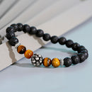 Classic Crown Lion Bracelet Men Fashion Tiger Eye Onyx Stone Handmade Beaded Charm Bracelet For Women Jewelry Pulsera Hombre