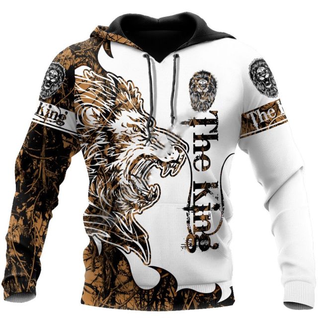 Marca de moda otoño león sudaderas con capucha piel de tigre blanco 3D todo impreso sudadera para hombre Unisex Zip pulóver chaqueta Casual