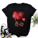 Mujer mariposa árbol estampado Harajuku verano camisetas Casual cuello redondo manga corta Top camiseta mujer negro camiseta Drop Ship