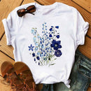 Mujer mariposa árbol estampado Harajuku verano camisetas Casual cuello redondo manga corta Top camiseta mujer negro camiseta Drop Ship