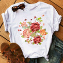 Mujer mariposa árbol estampado Harajuku verano camisetas Casual cuello redondo manga corta Top camiseta mujer negro camiseta Drop Ship