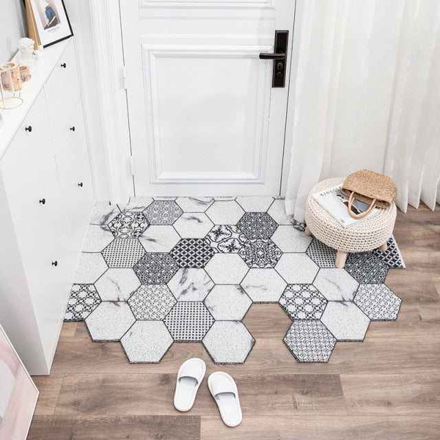 Ins Doormat Non-Slip Waterproof Dustproof Carpet Hallway Bath Mat PVC Kitchen Mat Can Be Cut Custom Indoor Home Entrance Doormat