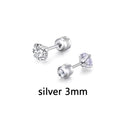 1 Paar 3-6 mm Ohrstecker Set hypoallergen doppelt rund Zirkonia Edelstahl CZ Mädchen hochwertige Damen Ohrringe