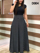 Damen Sommer Langes Kleid Gedruckt Spleißen Blumen Bankett Rundhals Kurzarm Enges Kleid Elegant Sexy Frau Langes Kleid Xl