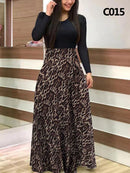 Damen Sommer Langes Kleid Gedruckt Spleißen Blumen Bankett Rundhals Kurzarm Enges Kleid Elegant Sexy Frau Langes Kleid Xl