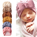 Boutique Faux Kaschmir Babymütze Warme Herbst Winter Mützen Solide Schleife Topknot Bonnet Infant Jungen Mädchen Caps New Turban Headwraps