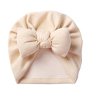 Boutique Faux Kaschmir Babymütze Warme Herbst Winter Mützen Solide Schleife Topknot Bonnet Infant Jungen Mädchen Caps New Turban Headwraps