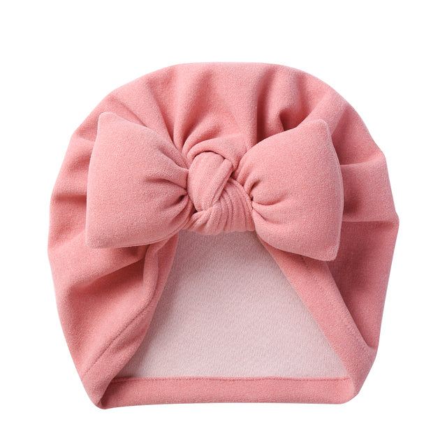 Boutique Faux Cashmere Baby Hat Warm Autumn Winter Beanies Solid Bow Topknot Bonnet Infant Boys Girls Caps New Turban Headwraps