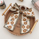 Korea Langes Band Perlen Haarbänder Schleife Haargummis Für Frauen Mädchen Sommer Blumendruck Pontail Haargummis Haarschmuck