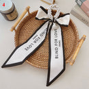 Korea Langes Band Perlen Haarbänder Schleife Haargummis Für Frauen Mädchen Sommer Blumendruck Pontail Haargummis Haarschmuck