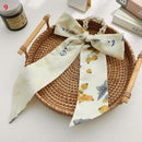 Korea Langes Band Perlen Haarbänder Schleife Haargummis Für Frauen Mädchen Sommer Blumendruck Pontail Haargummis Haarschmuck