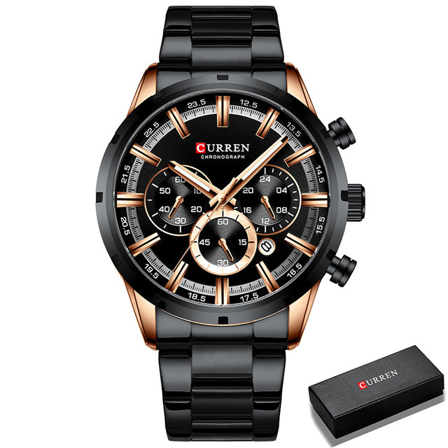 Reloj CURREN para hombre, marca superior, relojes deportivos de cuarzo de lujo para hombre, reloj de pulsera cronógrafo resistente al agua de acero completo, reloj Masculino