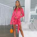 JULISSA MO Fashion Long Sleeve Bandage Satin Mini Dresses Women&