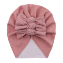 Boutique Faux Kaschmir Babymütze Warme Herbst Winter Mützen Solide Schleife Topknot Bonnet Infant Jungen Mädchen Caps New Turban Headwraps