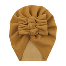 Boutique Faux Kaschmir Babymütze Warme Herbst Winter Mützen Solide Schleife Topknot Bonnet Infant Jungen Mädchen Caps New Turban Headwraps