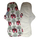 Lecy Eco Life wiederverwendbare Menstruationseinlagen für starken Blutfluss 1 Stück 13" Flamingo bedruckte Nachteinlagen, große atmungsaktive Damen-Stoffeinlagen